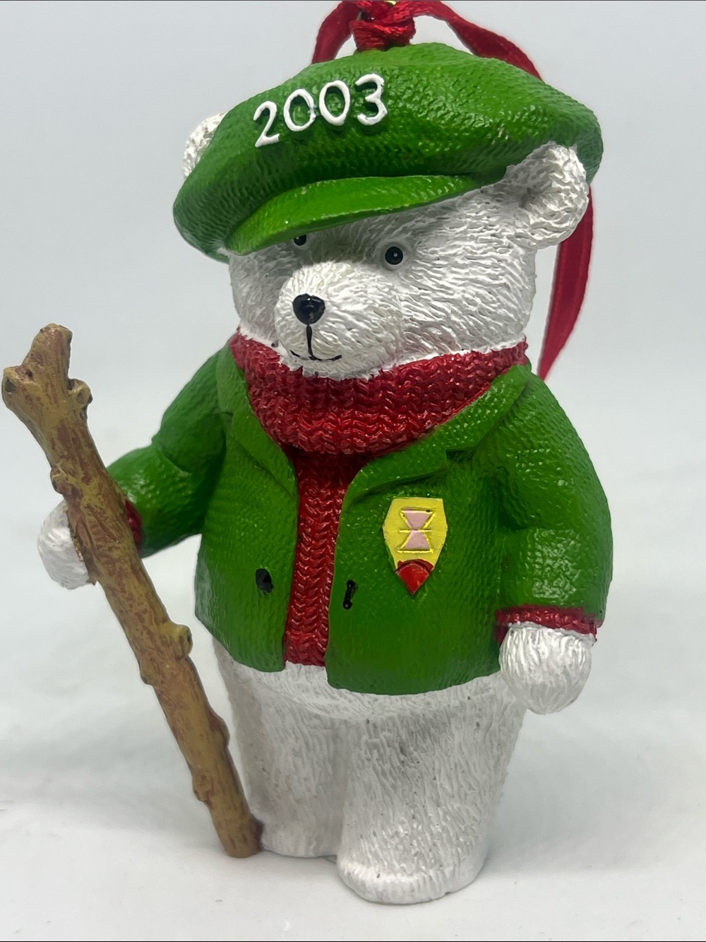 2003 Green Bear Holiday Ornament Porcelain Figurine Vintage Marshall Fields